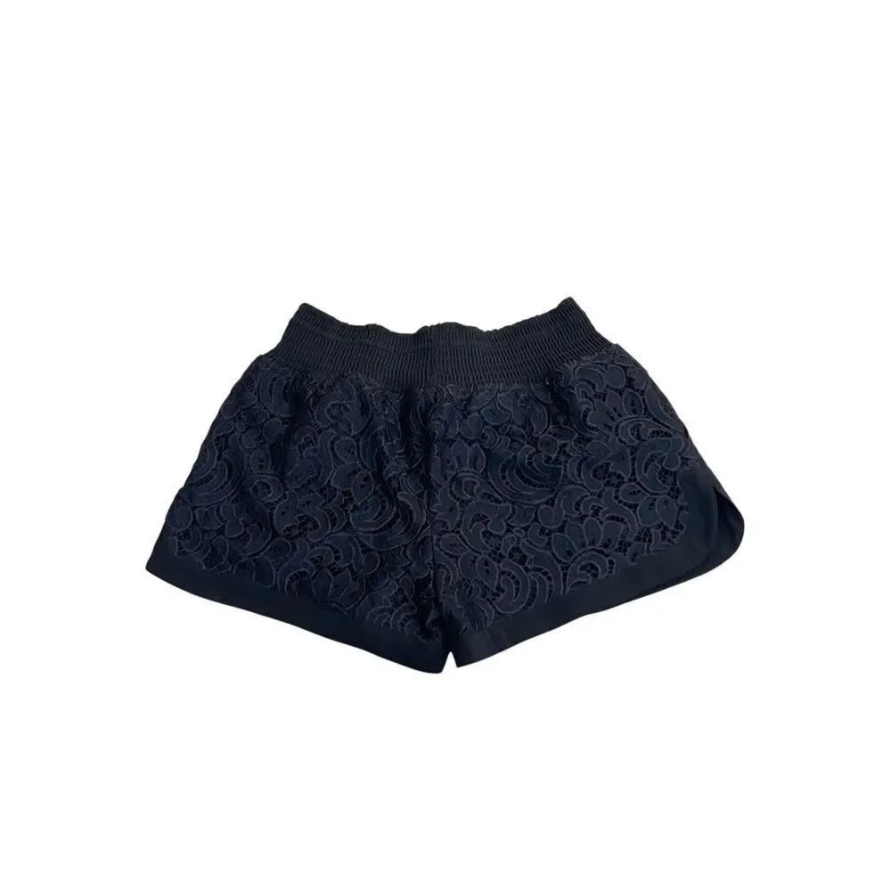 Cabi Women's Drawstring Elastic Waist Lena Lace Pull-on Shorts Black XS
